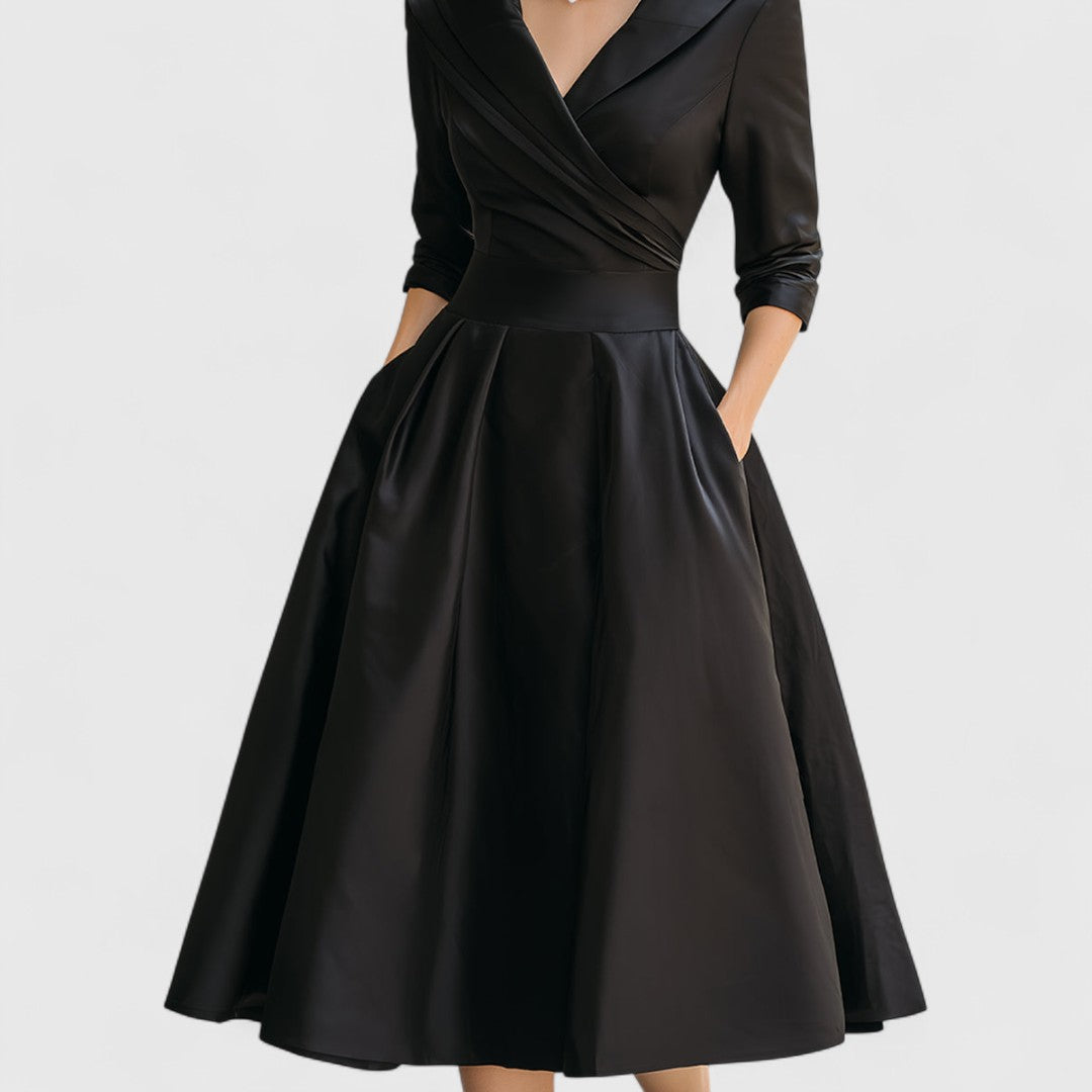 CHARLOTTE – ELEGANT V-NECK A-LINE MID-LENGTH DRESS