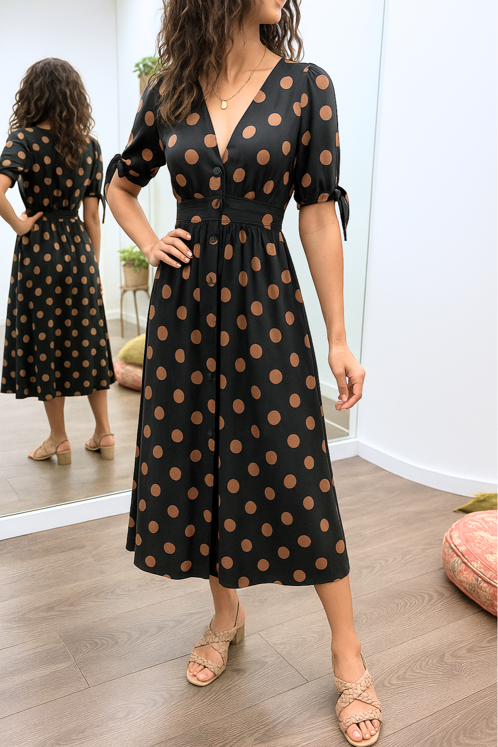 MAYA – SPOTLIGHT POLKA MIDI DRESS