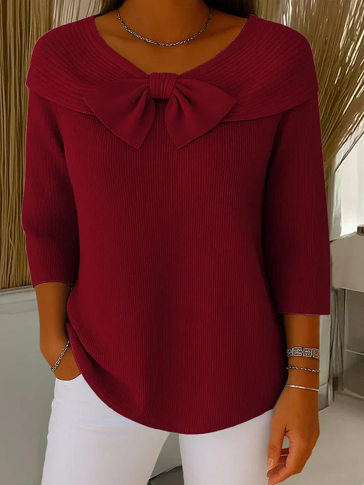 Madeline - Sweet Bow Collar Knit Top