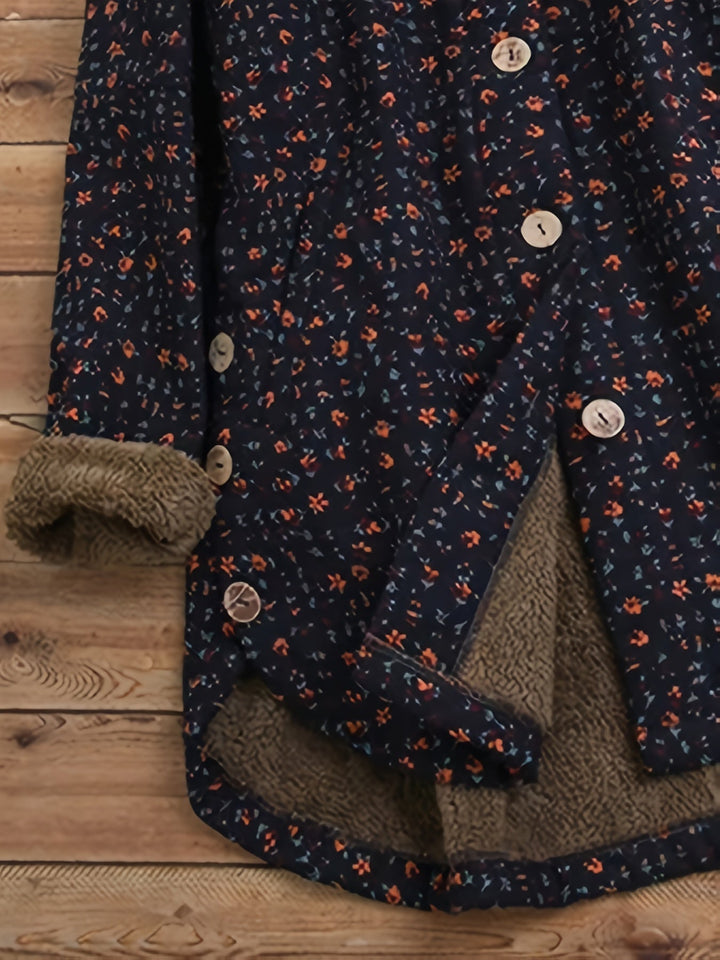 Zinnia - Vintage Floral Hooded Winter Coat