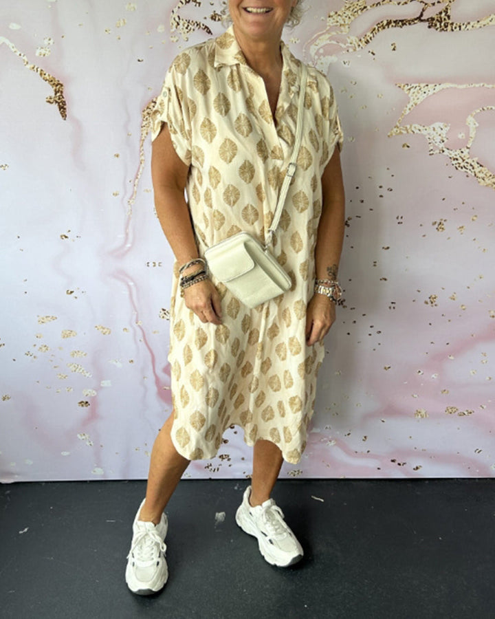 ELEANORA – LOOSE LAPEL PRINTED SHIRT DRESS