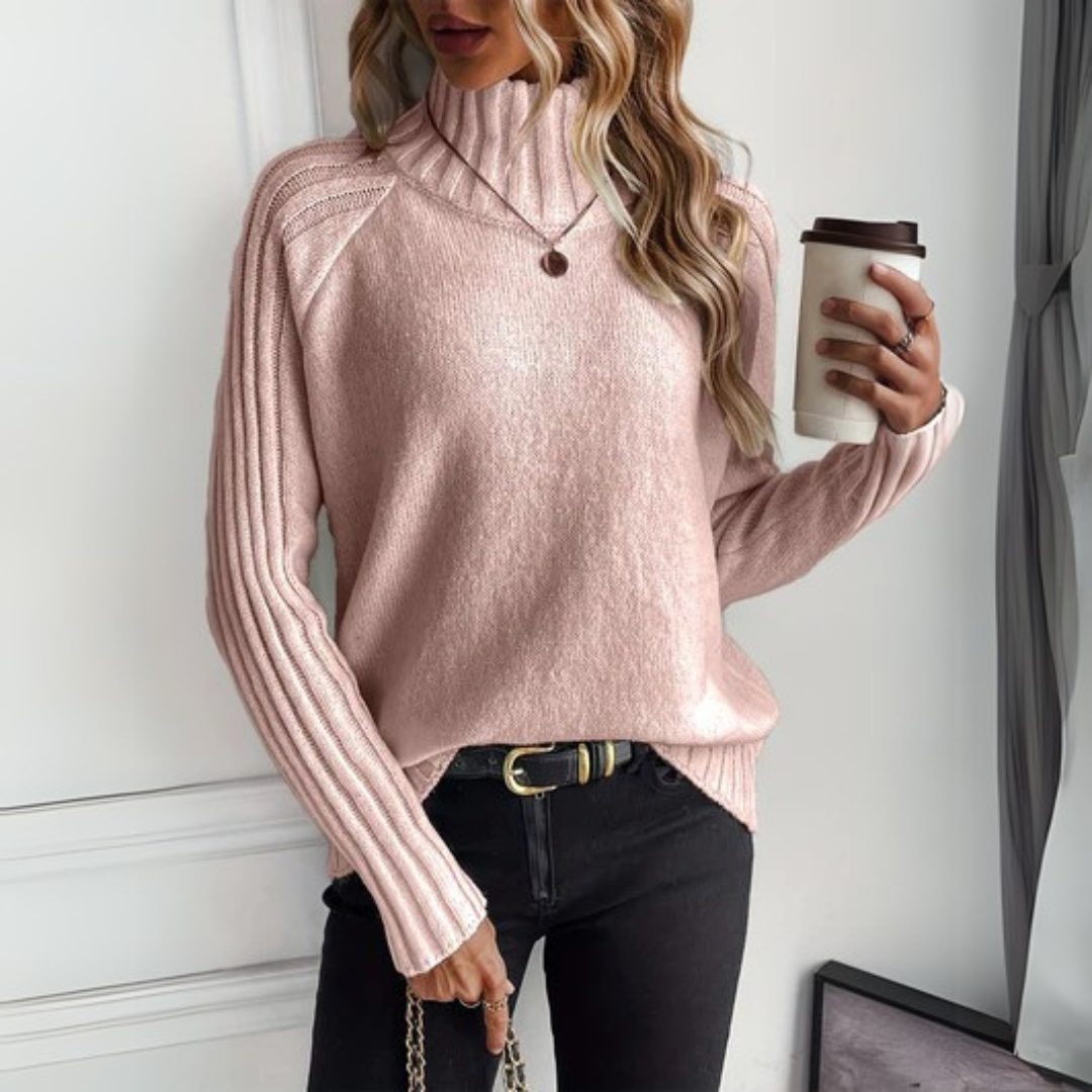 LILLIAN – RIBBED TURTLENECK KNIT SWEATER