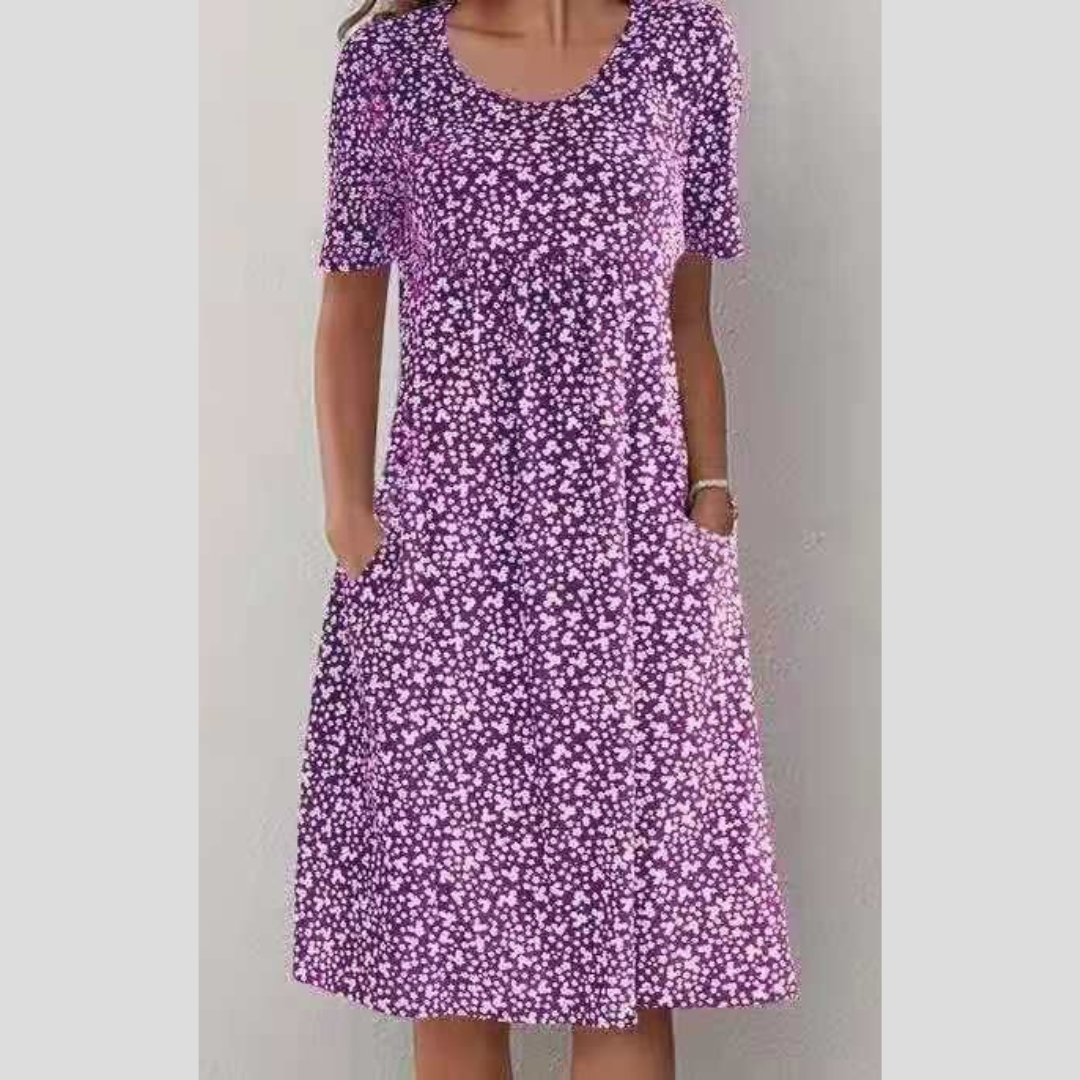 WINNY - CHIC MIDI DRESS WITH FLORAL STYLE