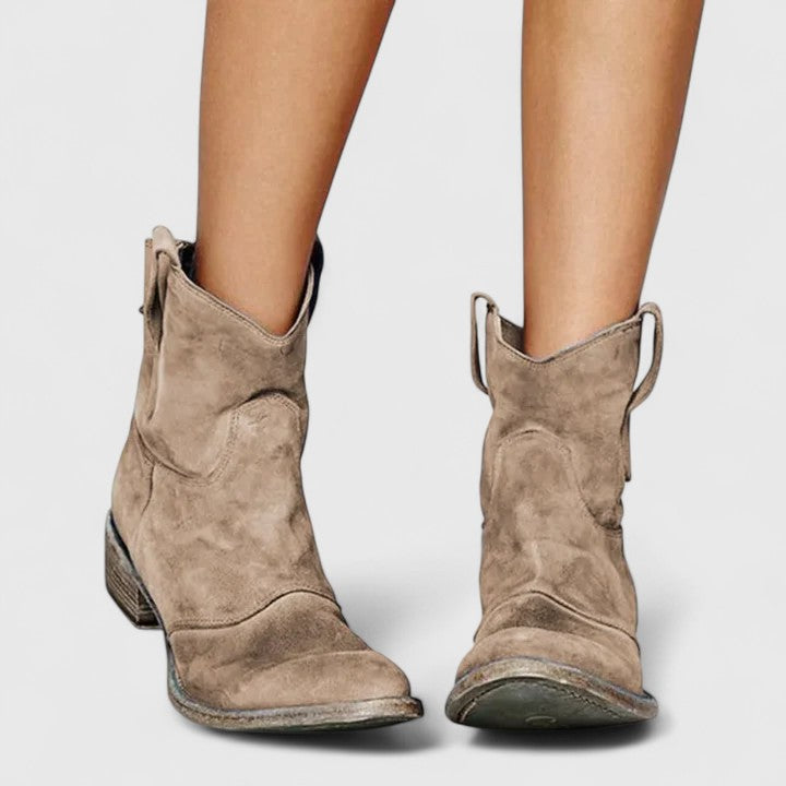 RILEY – SUEDE ANKLE COWBOY BOOTS