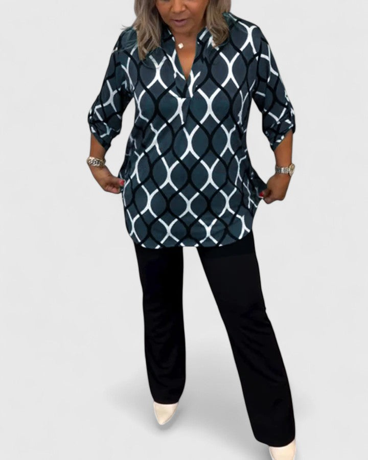 AUTUMN – GEOMETRIC PRINT BLOUSE
