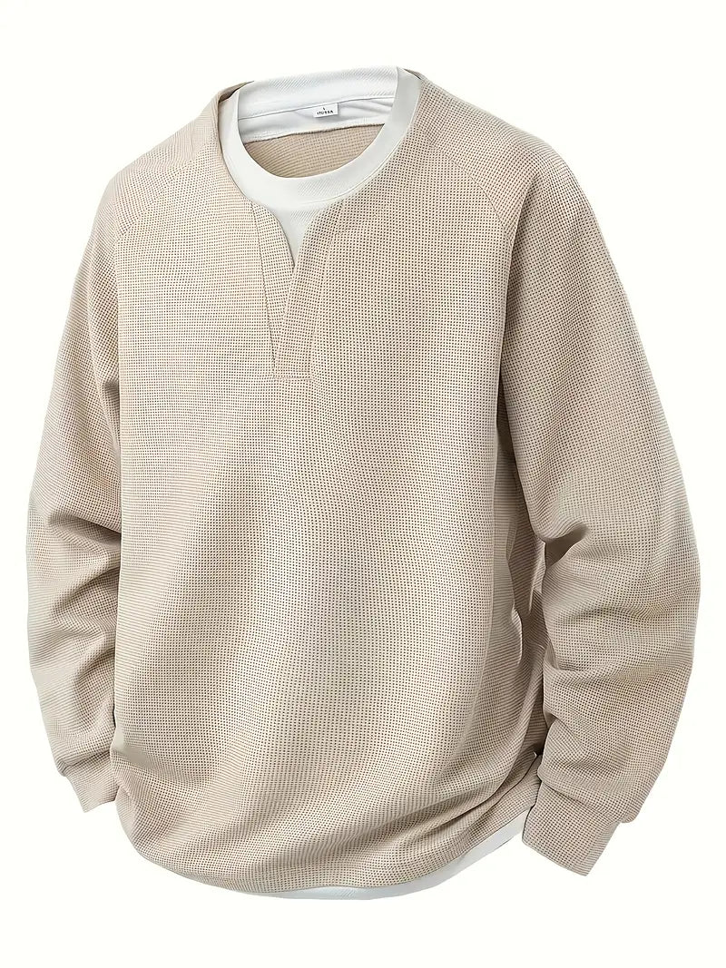 JAMES – TEXTURED V-NECK LAYERED SWEATSHIRT