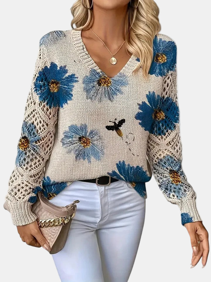BRIANNA – BLOOMING CHIC KNIT SWEATER