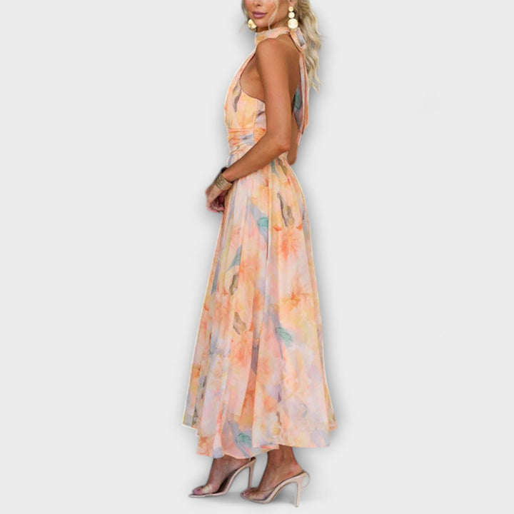ISLA – SUNSET WHISPER HALTER DRESS