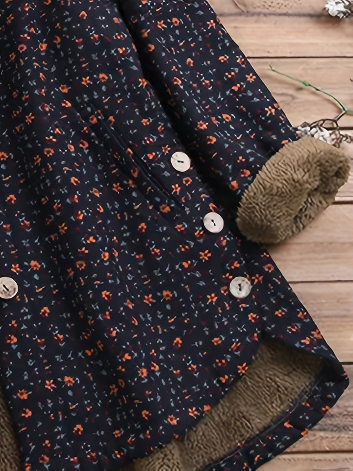 Zinnia - Vintage Floral Hooded Winter Coat