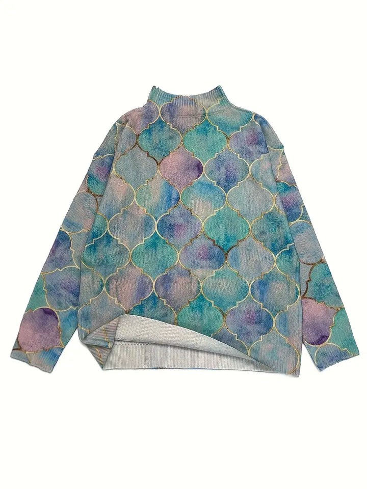 AURORA – DREAMY WATERCOLOR TURTLENECK SWEATER