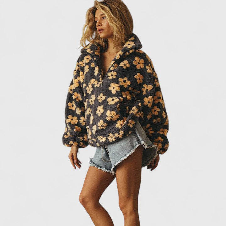 BONNIE – PRINTED SHERPA PULLOVER