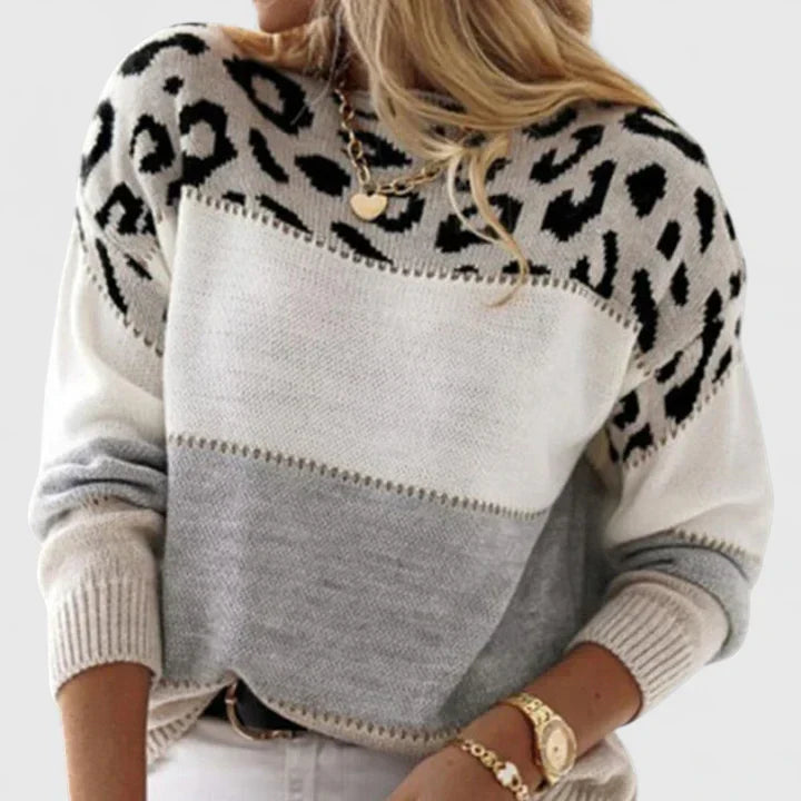 LIA – COLOR BLOCK PRINT SWEATER