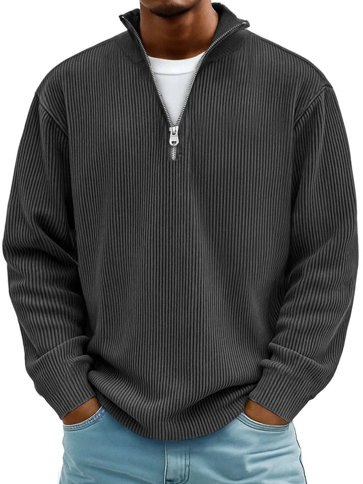 JASON – RELAXED HALF-ZIP RIBBED SWEATER