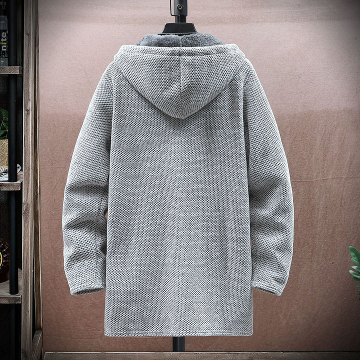 MICHAEL – LONG HOODED TEXTURED COAT
