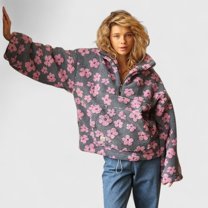 DAISY – RETRO BLOOM SHERPA PULLOVER