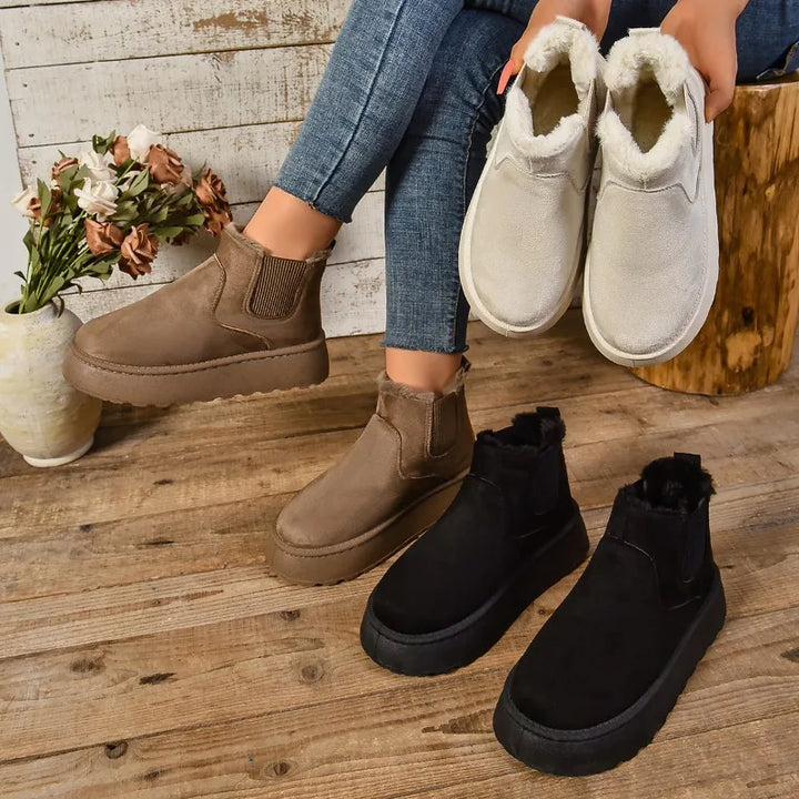SnowLuxe™ | Women's Suede Fur Ankle Boots