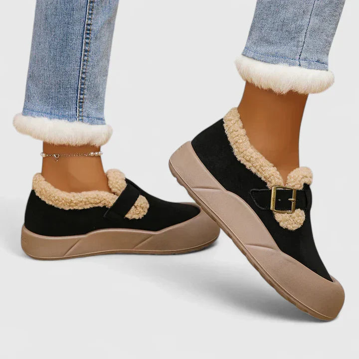 BROOKE – COZY SUEDE BUCKLE SLIPPERS