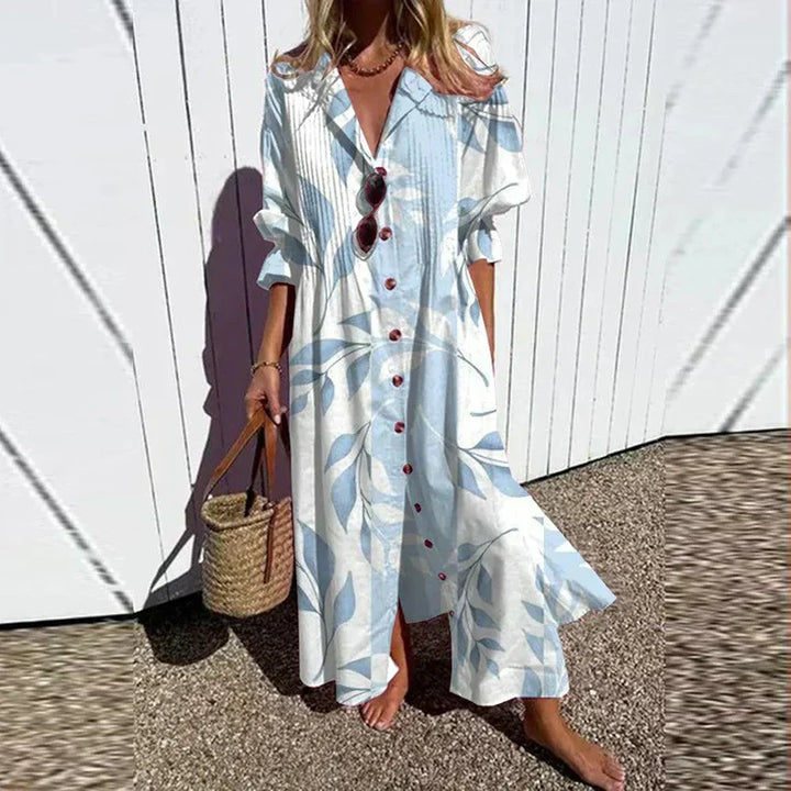 ISLA – COASTAL BREEZE BUTTON MAXI DRESS