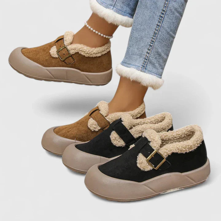 BROOKE – COZY SUEDE BUCKLE SLIPPERS