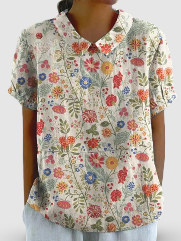 Zariah – Pastoral Floral Art Print Blouse