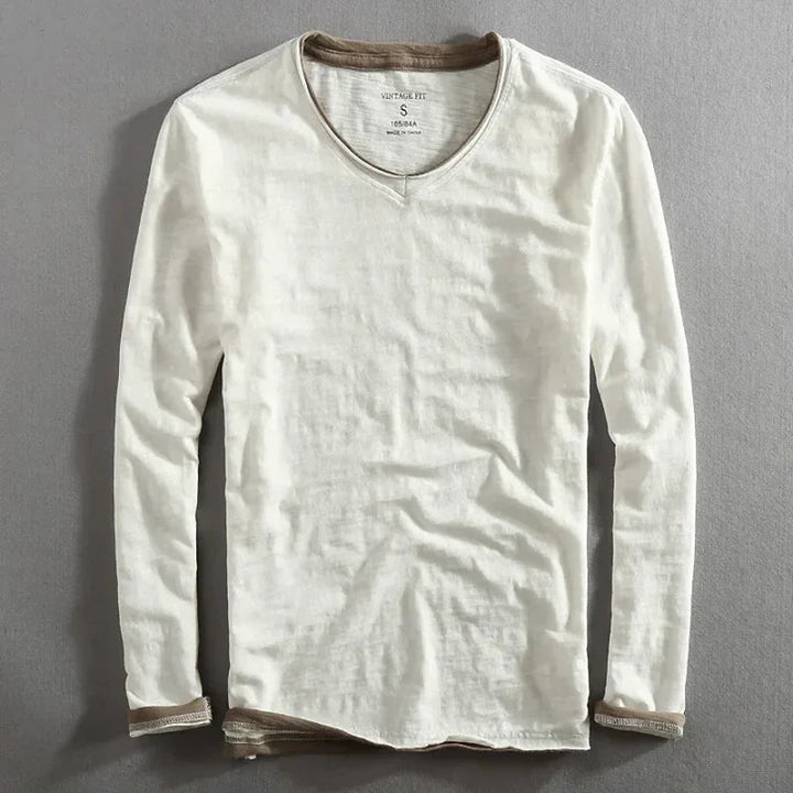 JAMES – LAYERED LONG SLEEVE V-NECK TEE