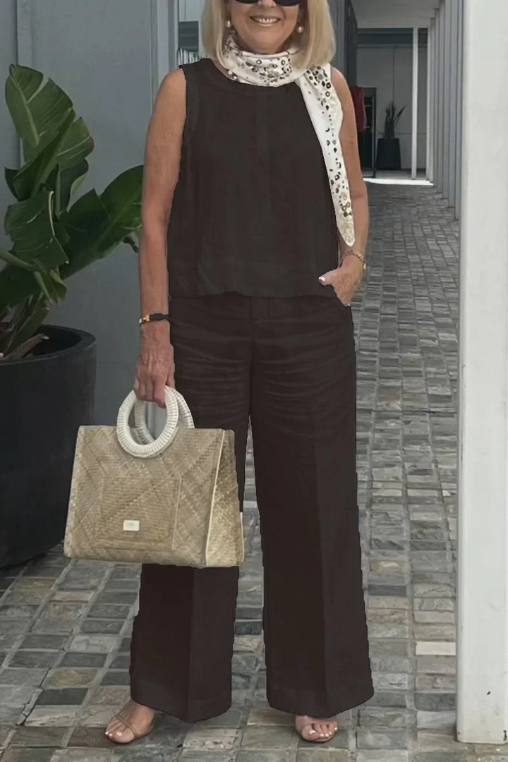 ZURI – COTTON AND LINEN SLEEVELESS SUIT