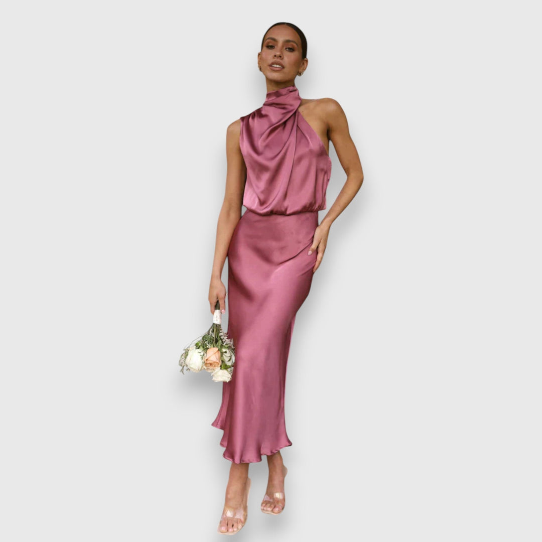 Daisy | Elegant Satin Halter Dress