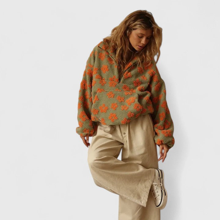 BONNIE – PRINTED SHERPA PULLOVER
