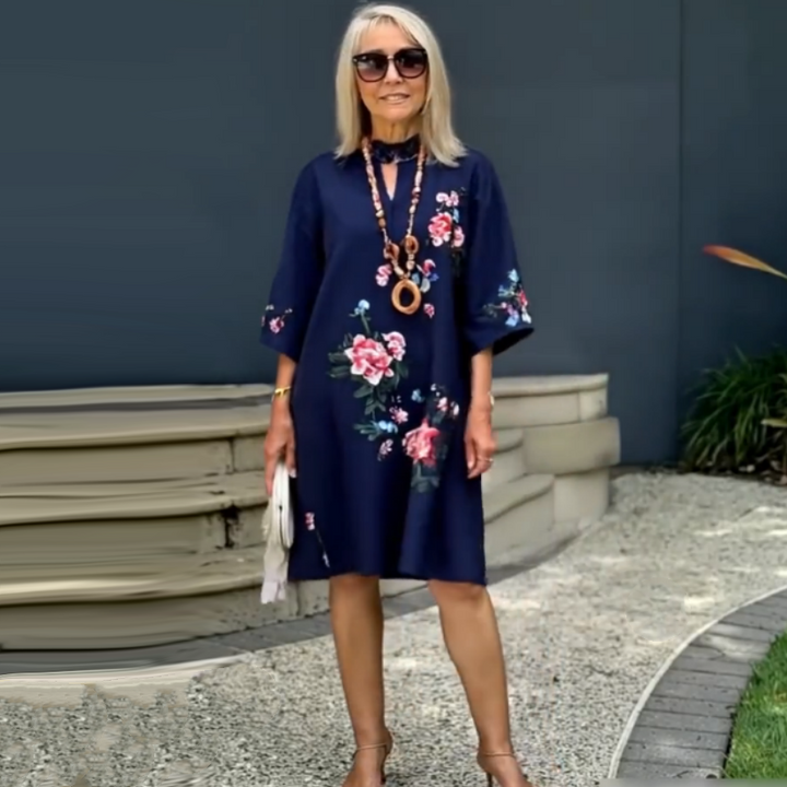 Haven – Floral Embroidered Dress with Loose V-Neck